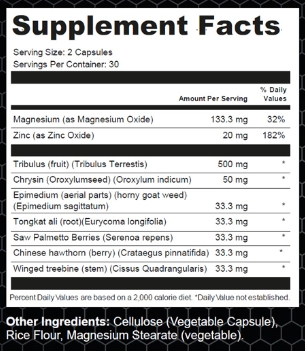 ErecPrime Supplement Facts